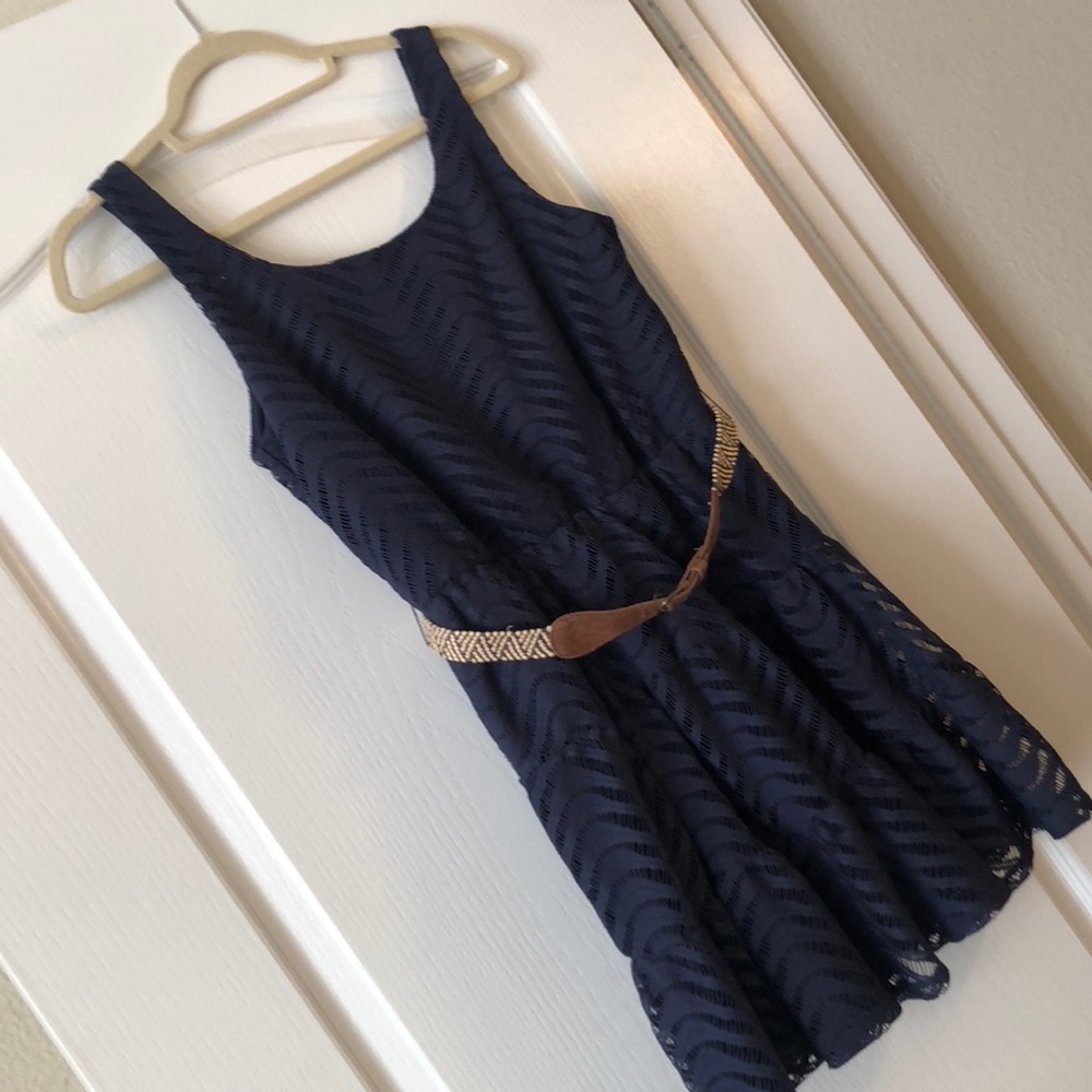 Navy dress with belt